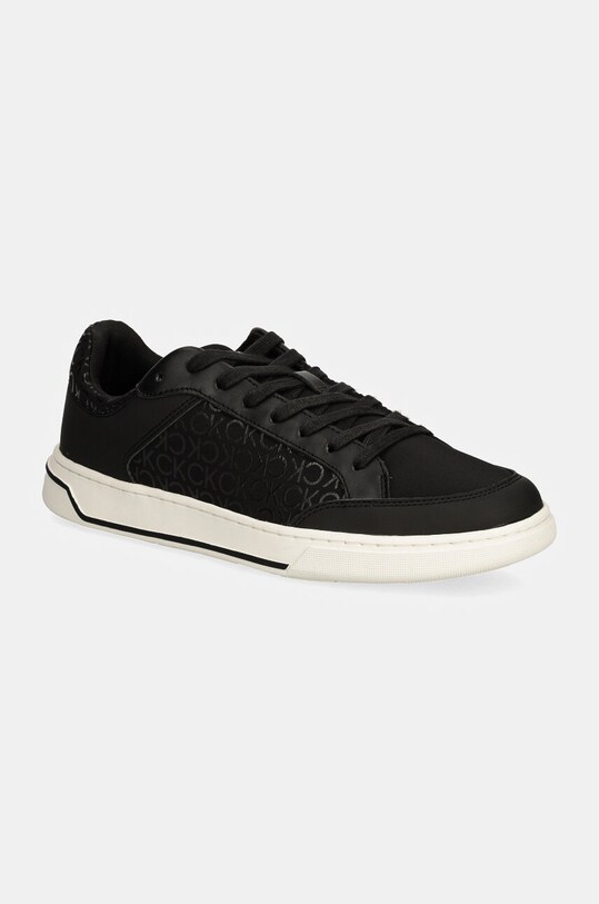 Kožené tenisky Calvin Klein LOW TOP LACE UP REPR MONO Planet friendly čierna HM0HM01594