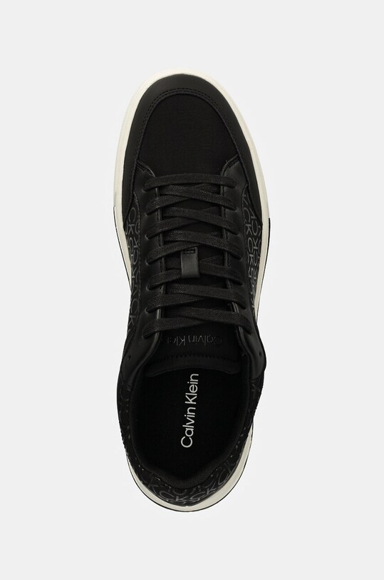 Kožené tenisky Calvin Klein LOW TOP LACE UP REPR MONO čierna HM0HM01594