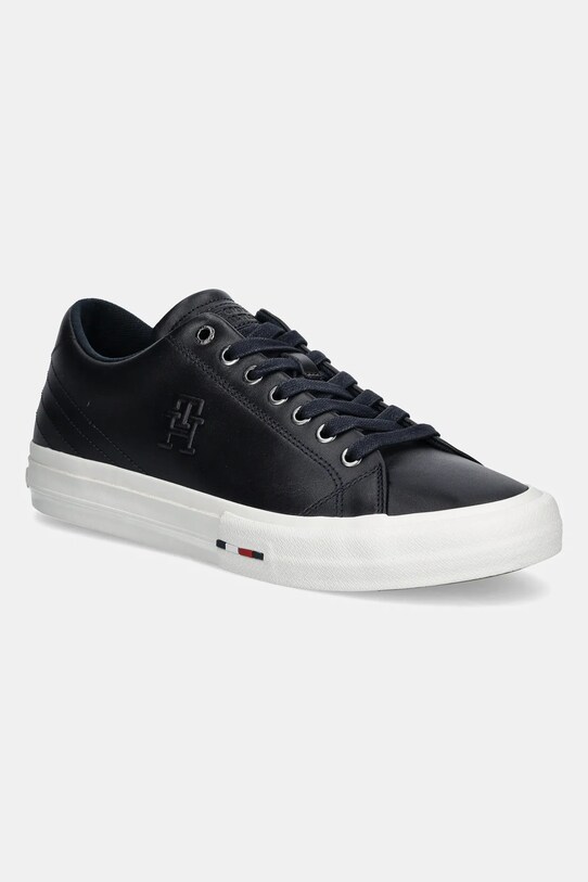 Tommy Hilfiger sneakers din piele TH HI VULC STREET PATCH LTH mic de statură bleumarin FM0FM05203