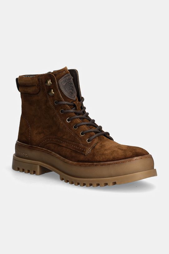 Blauer pantofi de piele intoarsa IUKA cu snur maro F4IUKA01.SUE