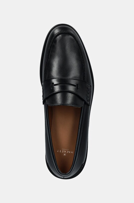 Шкіряні мокасини Hackett London JAME SIGN чорний HMS21427
