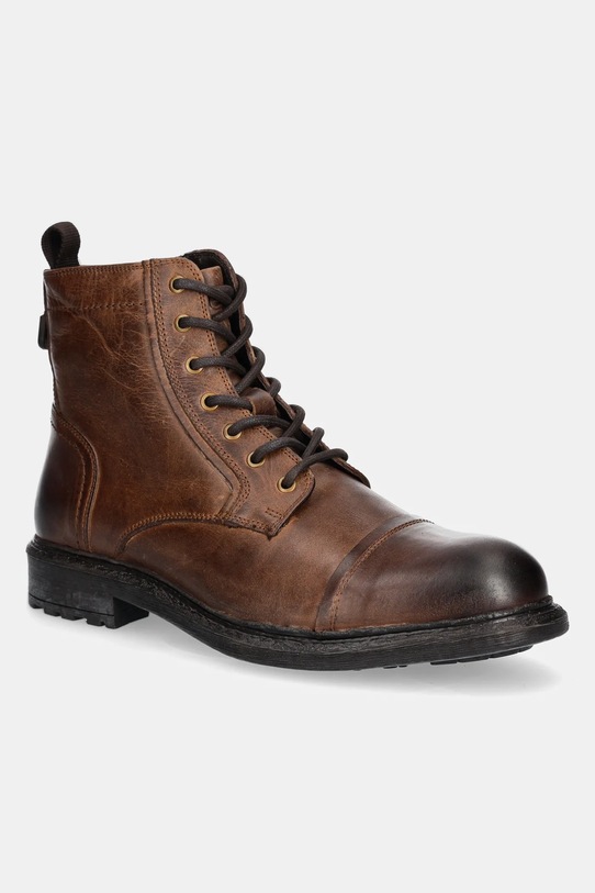 Δερμάτινα παπούτσια Jeep WOODLAND BOOT λείο δέρμα καφέ JM42040A