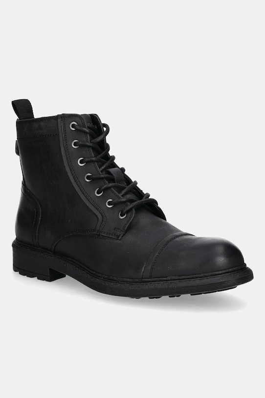 Δερμάτινα παπούτσια Jeep WOODLAND BOOT λείο δέρμα μαύρο JM42040A