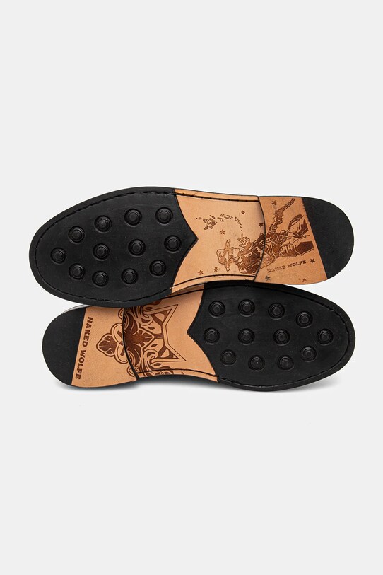 Naked Wolfe mocasini de piele Roma Roma.Chestnut.Cream maro