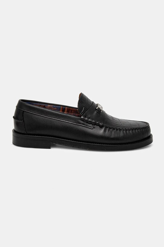 Naked Wolfe mocasini de piele Roma Roma.Black.Croc negru AW24