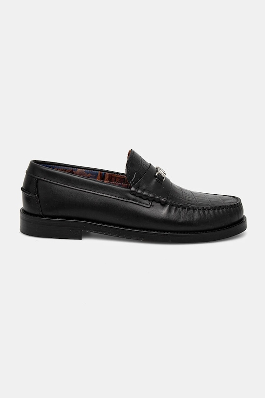 Kožne mokasinke Naked Wolfe Roma Roma.Black.Croc crna AW24