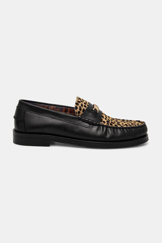 Naked Wolfe mocasini de piele Roma Roma.Leopard.Hair negru AW24