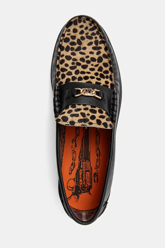 Naked Wolfe mocasini de piele Roma negru Roma.Leopard.Hair