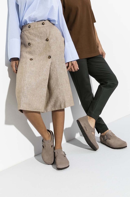 Половинки обувки от велур Birkenstock London 1010504.Taupe