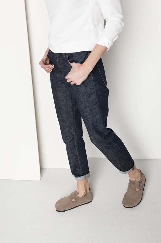 Половинки обувки от велур Birkenstock London 1010504.Taupe