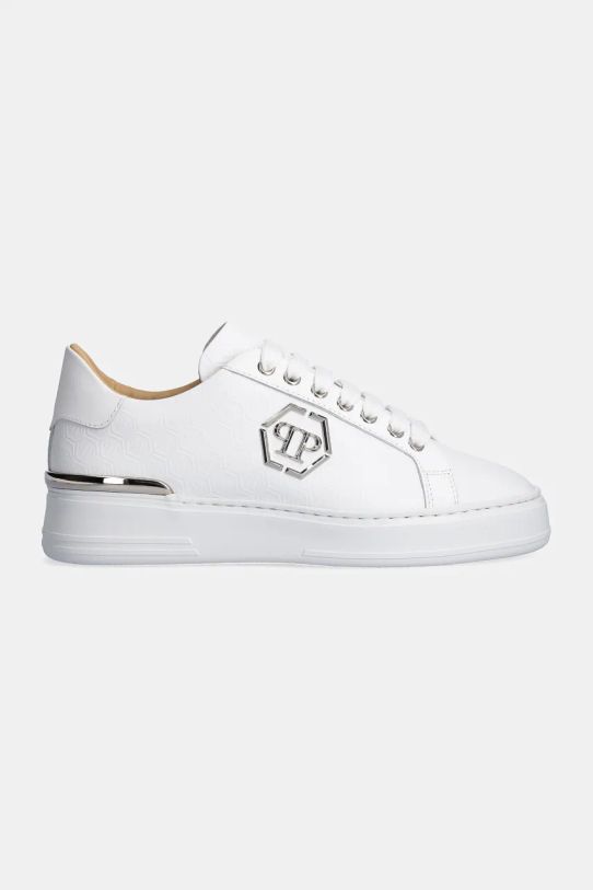 Philipp Plein sneakersy skórzane Nappa Lo-Top Monogram USC0665.PLE010N.01 biały AW24