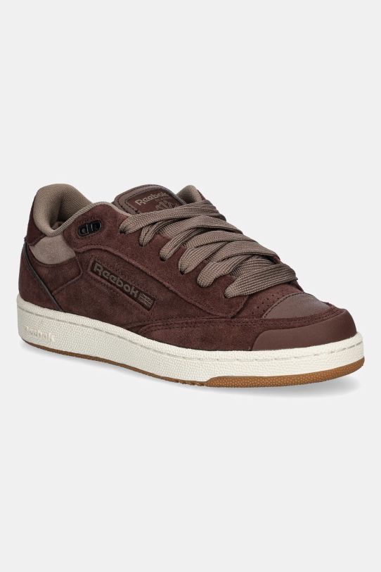 Reebok Classic sneakers din piele întoarsă Club C Bulc plată maro 100211204