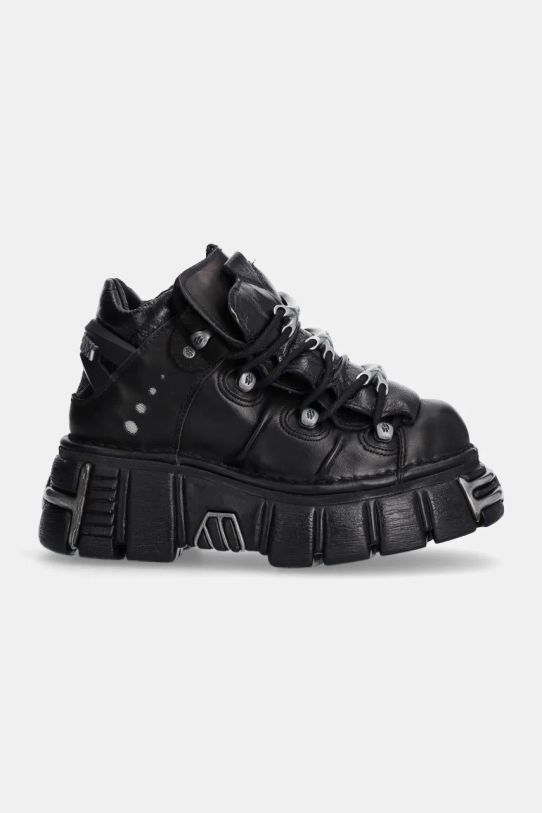 New Rock leather sneakers Itali Negro + Nomada Negro + Tower Negro Acero M.106.S1 black AW24