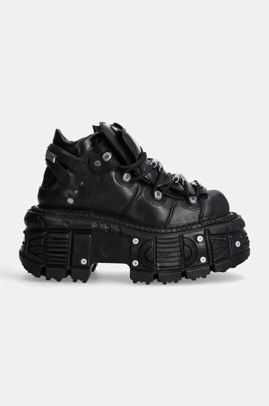 New Rock Ankle Boot Black Imperfect Tank With Laces M-Tank106-C2 M.TANK106.C2 black AA00