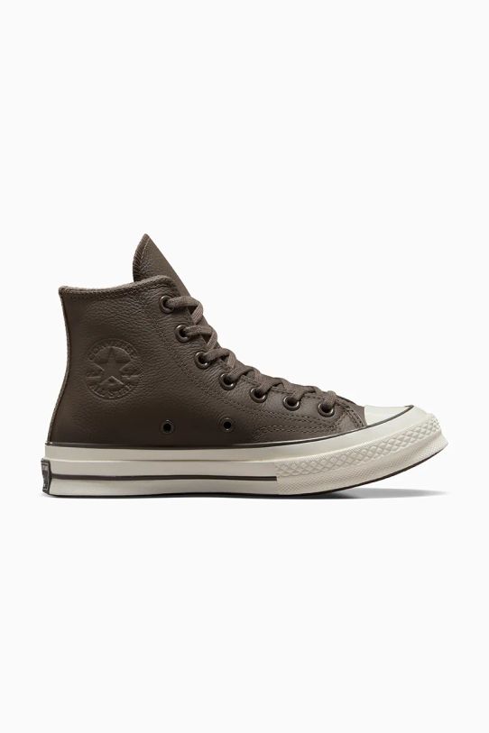 Kožne tenisice Converse Chuck 70 ravni smeđa A12347C