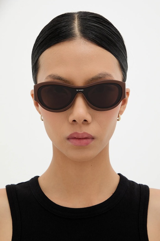 Sunnei okulary przeciwsłoneczne gładka brązowy MACCXEYW005