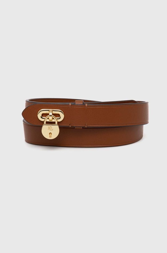 Kožený pásek Lauren Ralph Lauren béžová 412920812