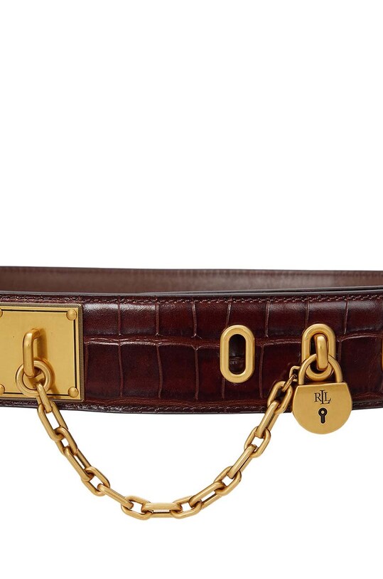 Lauren Ralph Lauren curea de piele 412945226 maro SS25