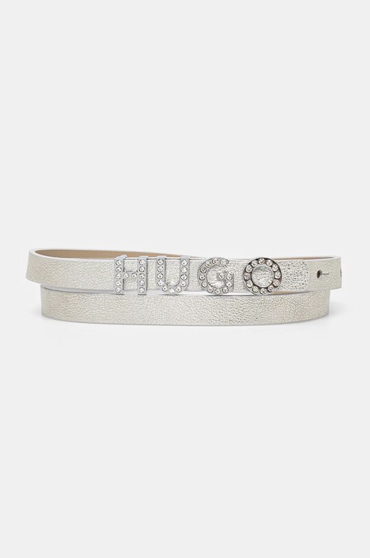 Шкіряний ремінь HUGO срібний 50529601
