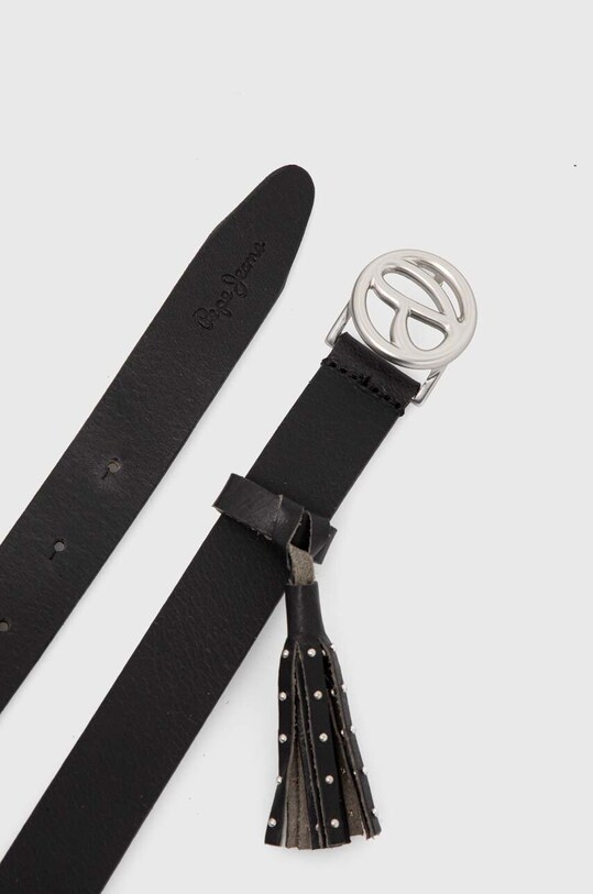 Pepe Jeans curea de piele ATHENAS BELT PL020851 negru AW24