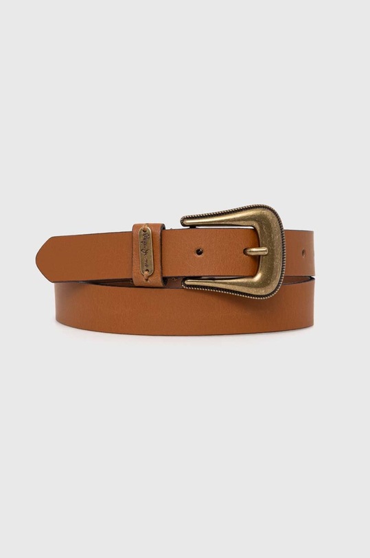 Δερμάτινη ζώνη Pepe Jeans MILDRED BELT Planet friendly καφέ PL020852