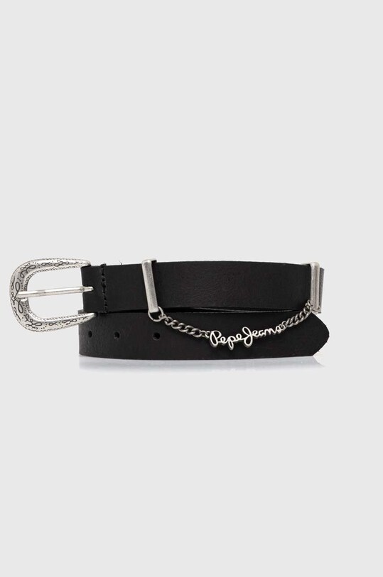 Pepe Jeans curea de piele LEIGHTON BELT Planet friendly negru PL020853