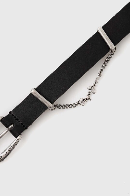Akcesoria Pepe Jeans pasek skórzany LEIGHTON BELT PL020853 czarny