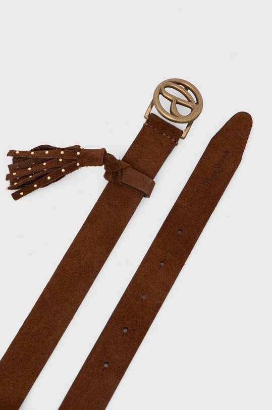 Semišový pásek Pepe Jeans ATHELEA BELT PL020858 hnědá AW24