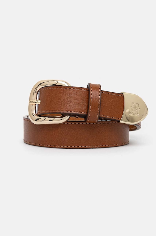 Tommy Hilfiger pasek skórzany brązowy AW0AW16603