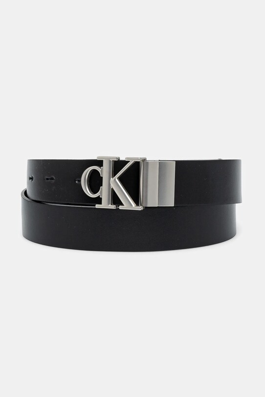 Двосторонній шкіряний ремінь Calvin Klein Jeans імітація лицьової шкіри чорний K60K612288