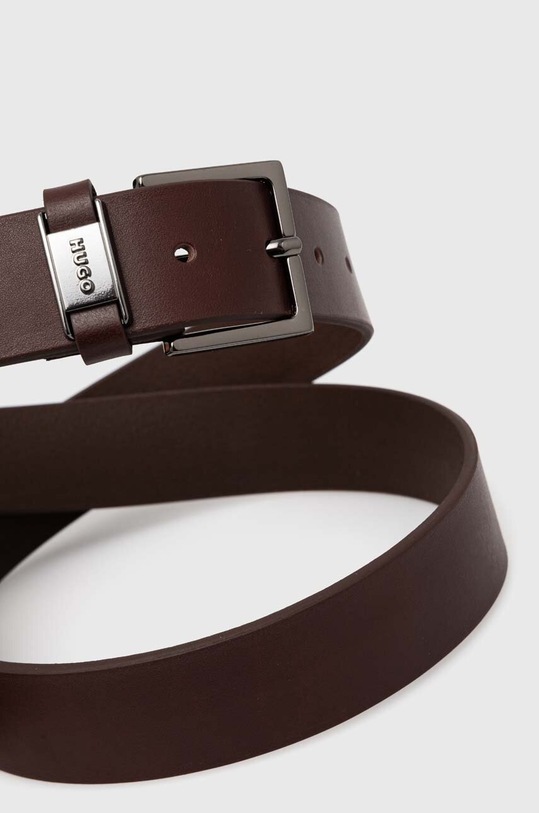 HUGO pasek skórzany 50522504 brązowy SS25