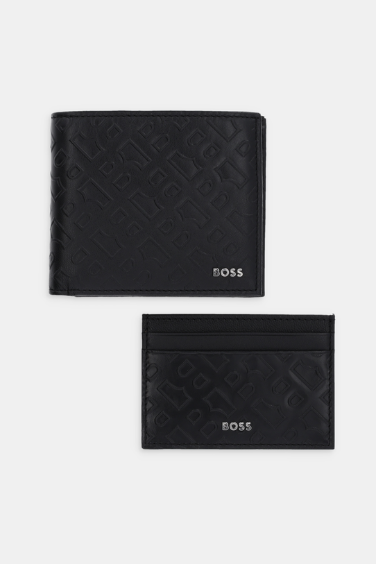 BOSS portfel i etui na karty skórzane skóra licowa czarny 50529480