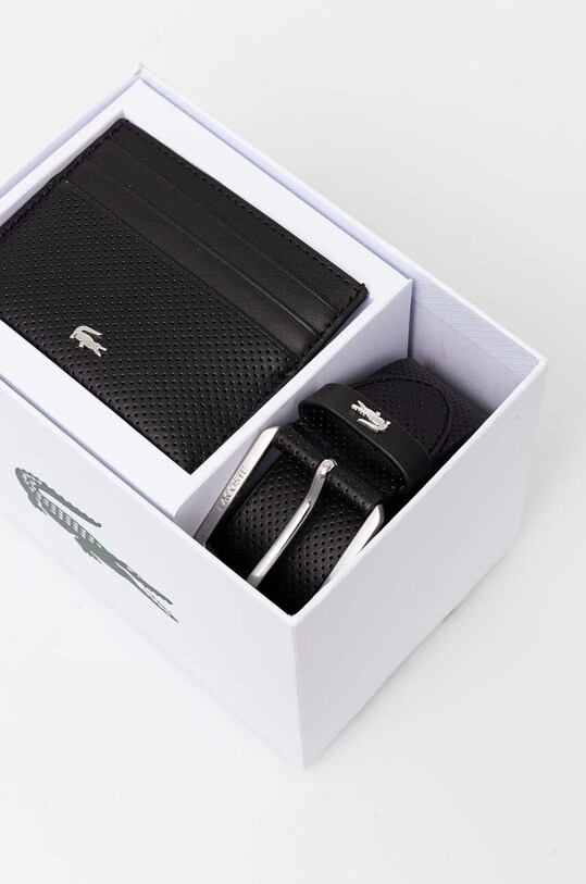 Lacoste etui na karty i pasek skórzany etui na karty czarny RC4092