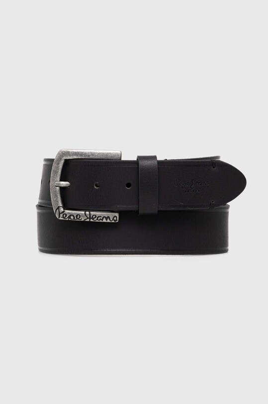 Шкіряний ремінь Pepe Jeans MOSS BELT Planet friendly чорний PM021026