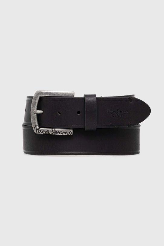 Pepe Jeans curea de piele MOSS BELT Planet friendly negru PM021026