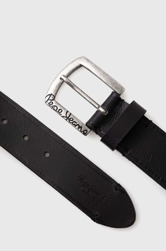 Шкіряний ремінь Pepe Jeans MOSS BELT PM021026 чорний AW24