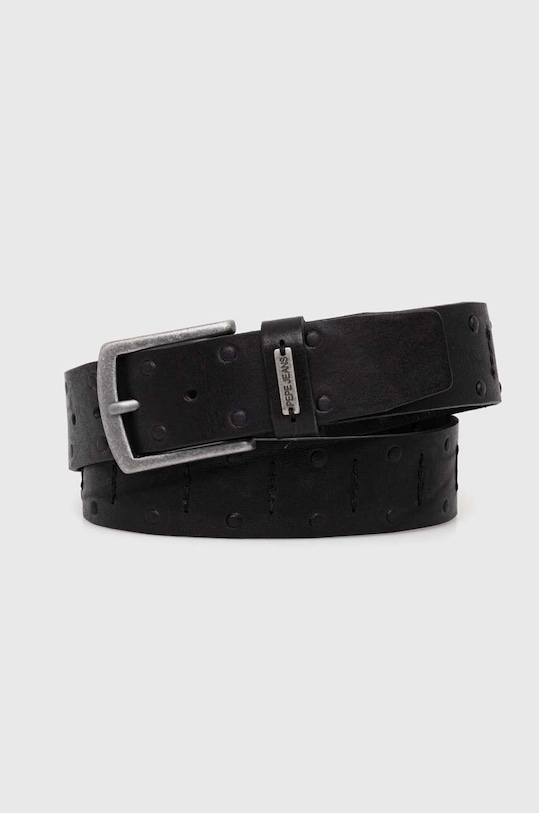 Pepe Jeans bőr öv KENT BELT fekete PM021030