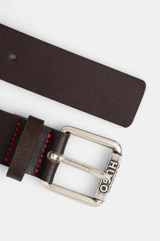 Δερμάτινη ζώνη HUGO 50529890 καφέ AW24