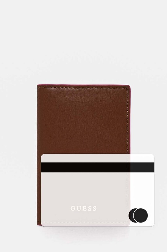Guess etui na karty skórzane RW1654.P4301 brązowy