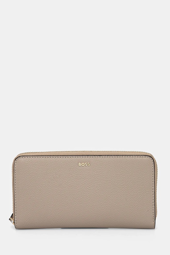 BOSS portfel skórzany skóra licowa beżowy 50523659