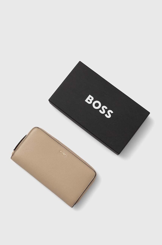 BOSS portfel skórzany beżowy 50523659