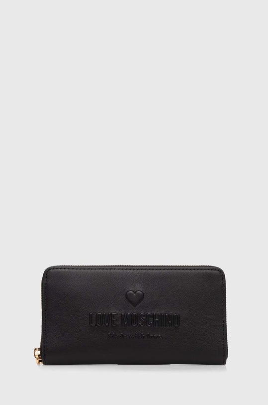 Кожен портфейл Love Moschino гладка кожа черен JC5629PP1L