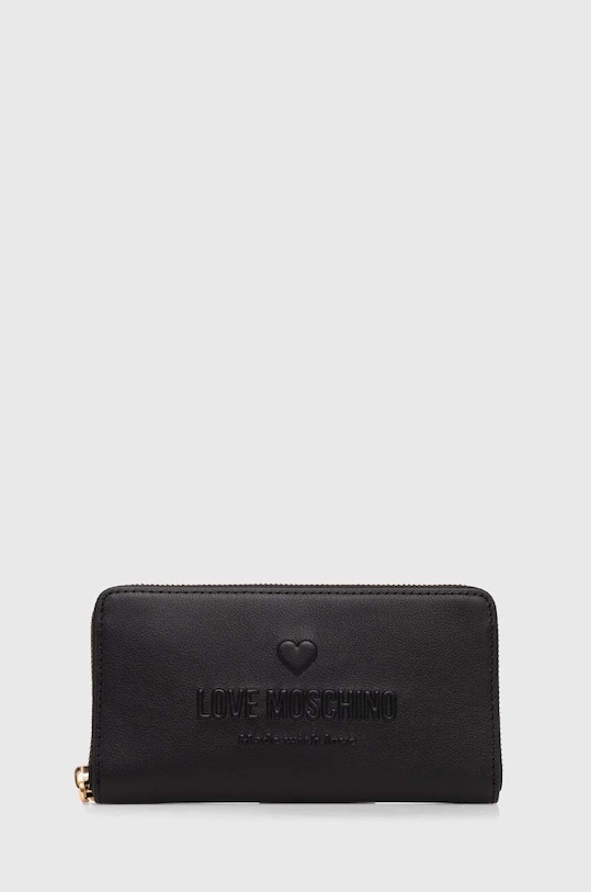 Кожен портфейл Love Moschino гладка кожа черен JC5629PP1L