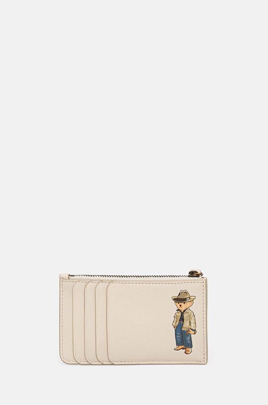 Polo Ralph Lauren etui na karty skórzane gładkie beżowy 427943238