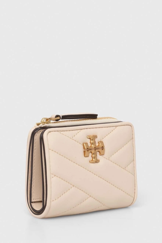 Шкіряний гаманець Tory Burch Kira Chevron Bi-Fold 153121.122 бежевий AW24