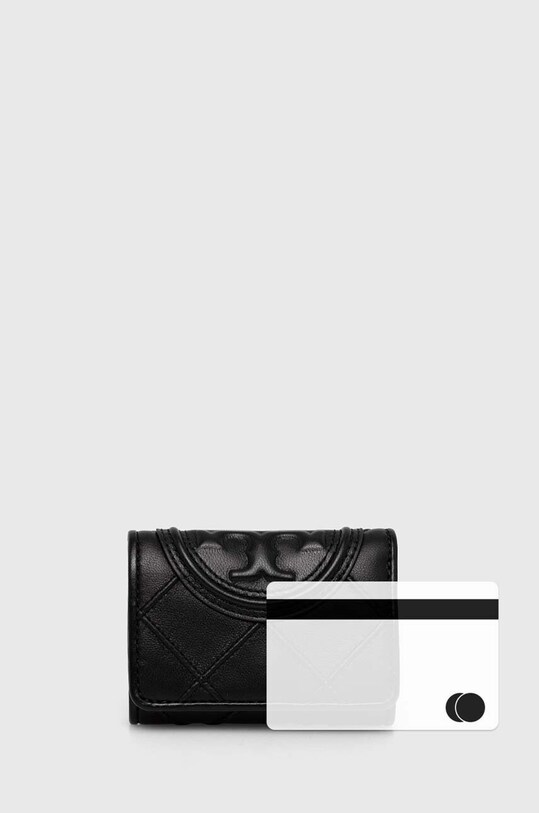 Tory Burch portofel de piele Fleming Soft Small 156558.001 negru