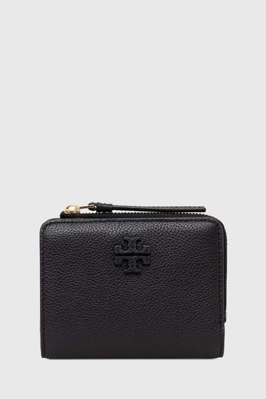 Kožni novčanik Tory Burch McGraw Bi-Fold Planet friendly crna 158904.001