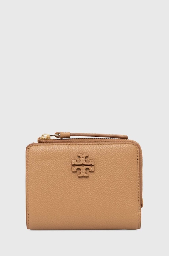 Шкіряний гаманець Tory Burch McGraw Bi-Fold лицьова шкіра коричневий 158904.227
