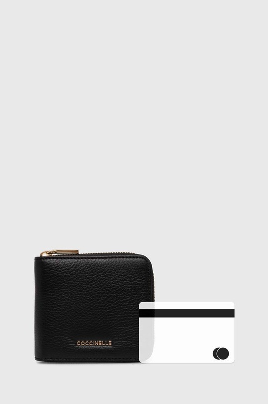 Coccinelle portofel de piele METALLIC SOFT E2.MW5.11.E2.01 negru