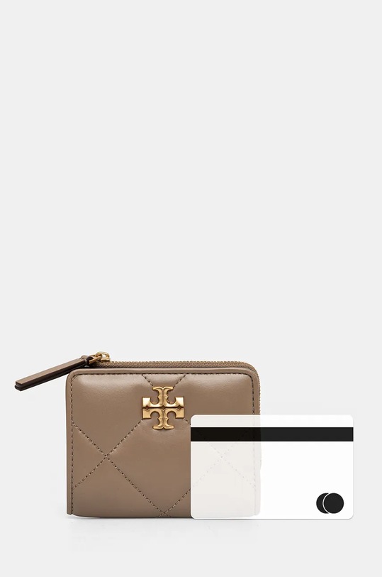 Kožni novčanik Tory Burch Kira Diamond smeđa 154990.250